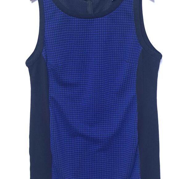 Anthropologie Hutch 1X Knit Sheath Sleeveless Dress Blue Black Houndstooth - Picture 1 of 7